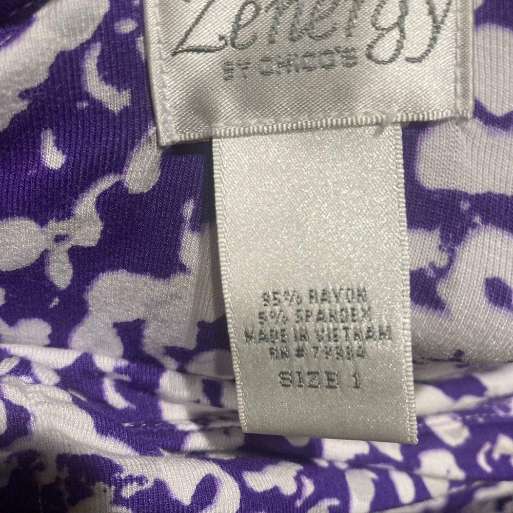 Chico's Zenergy Purple and White Sleeveless Evening Gown bride Dress Size 1